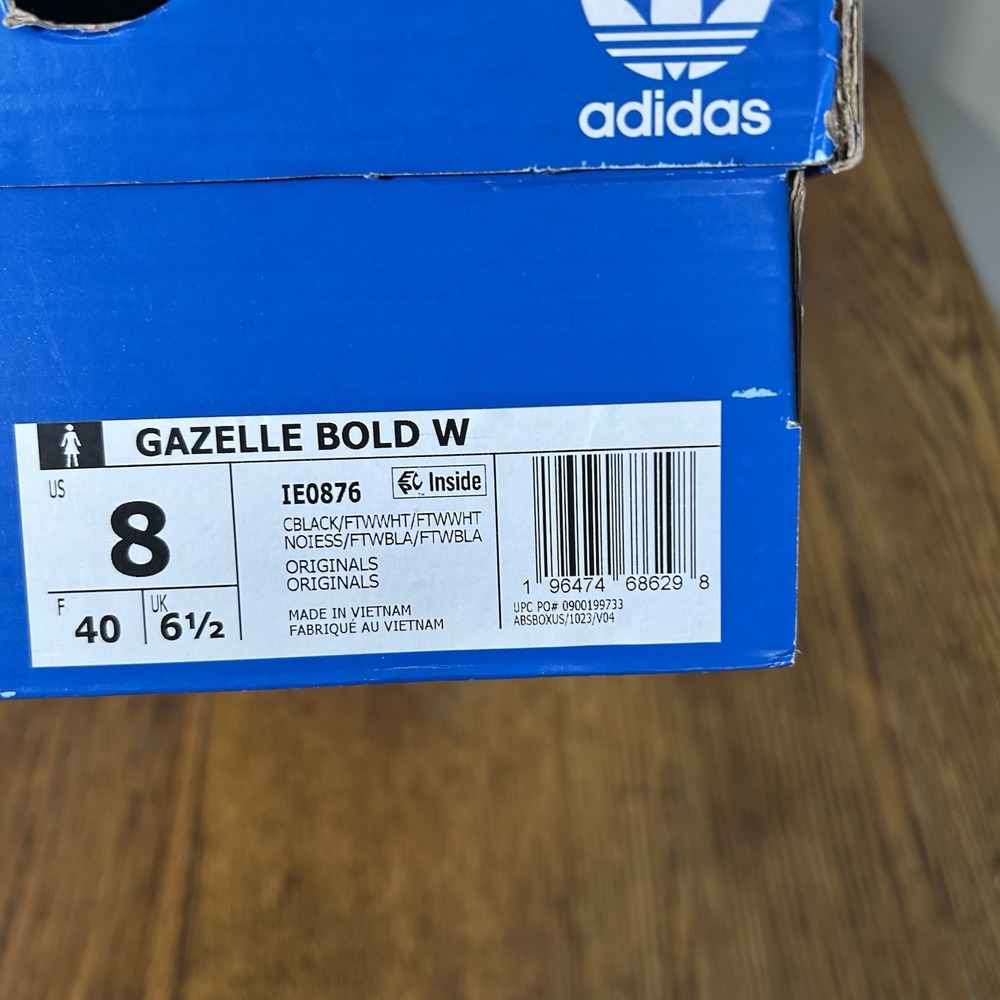 Adidas Womens Size 8 Black Gazelle Bold Low Top Platform IE0876 Athletic Shoes - Picture 8 of 8
